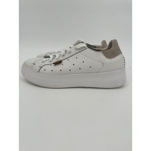 Musse & Cloud White Leather Platform Sneakers Lace Up Womens US 7 EUR 38 - Picture 1 of 9